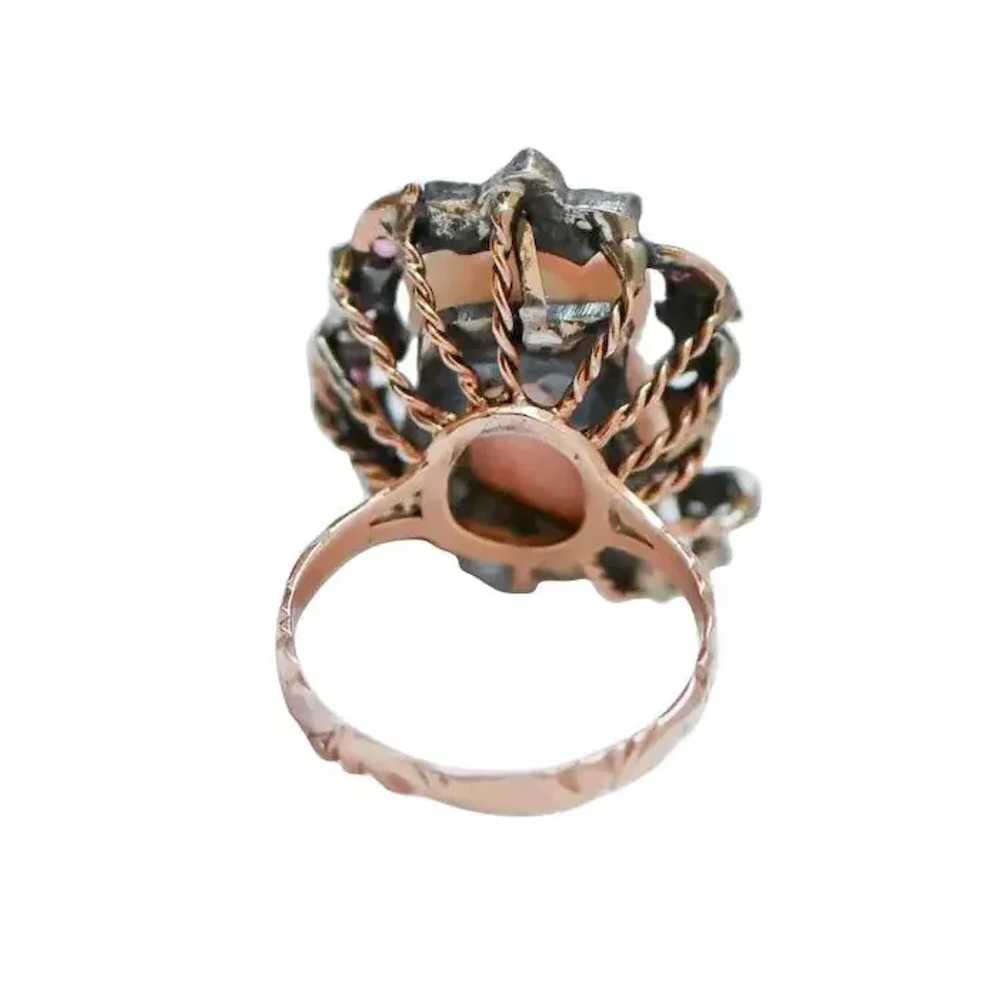 Coral, Rubies, Diamonds, Solid 9 Kt Rose Gold, Go… - image 3