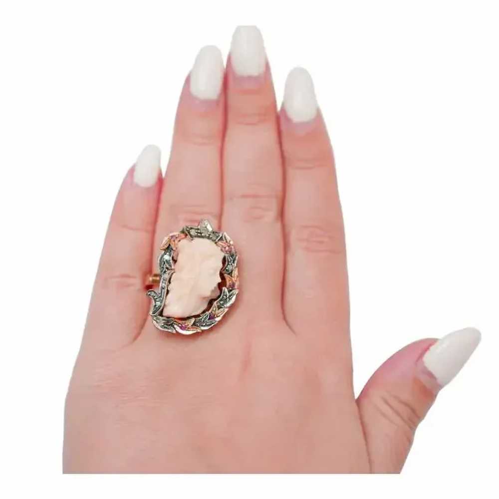 Coral, Rubies, Diamonds, Solid 9 Kt Rose Gold, Go… - image 5