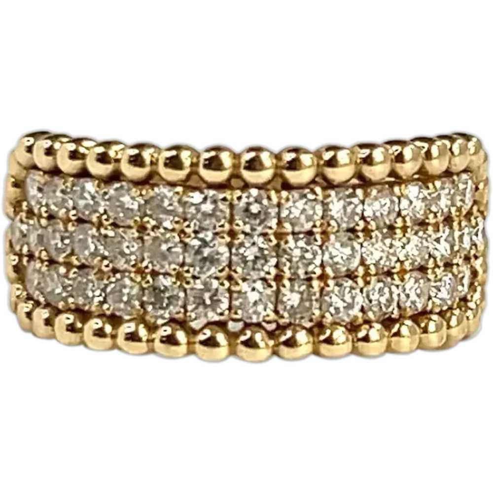 Diamond Ring with Bead Accents in 14kt Yellow Gol… - image 1