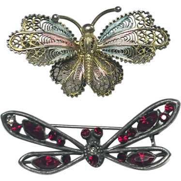 Vintage Sterling Silver GF Butterfly and Sterling 