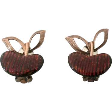 Matisse Renoir Red Enamel Copper “Apple” earrings.