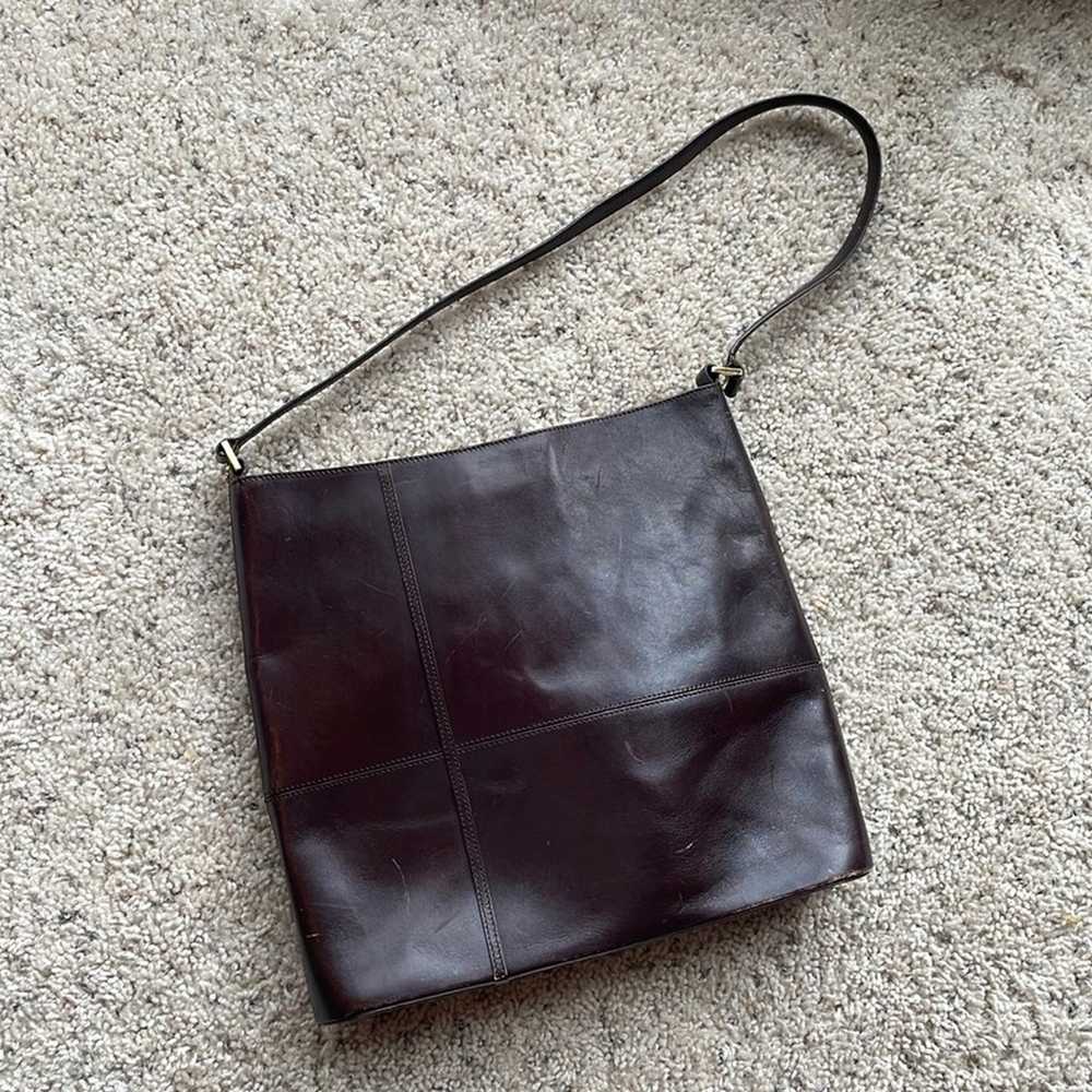 VINTAGE ETIENNE AIGNER Dark Purple Leather Window… - image 1