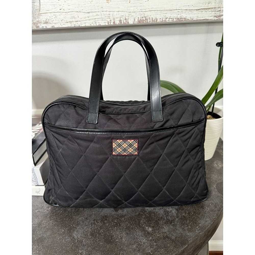 Burberry Black Quilted Nylon Tote Bag Nova Check … - image 1