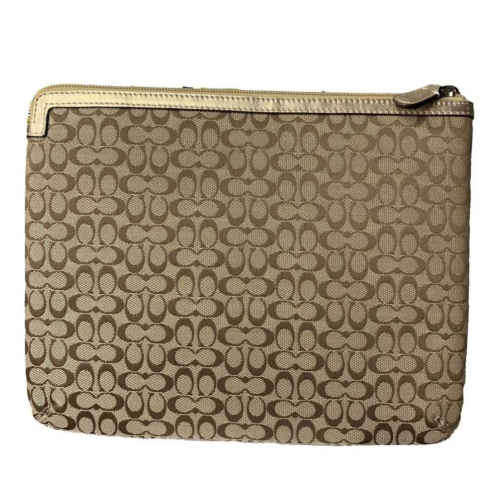 COACH Gold Tan Canvas Signature Tablet Case Sleeve - image 2