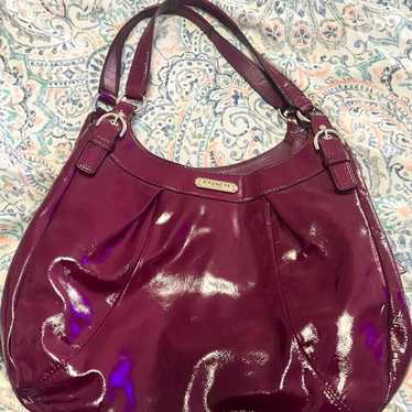 Coach bag burgundy Maggie Madison patent leather … - image 1