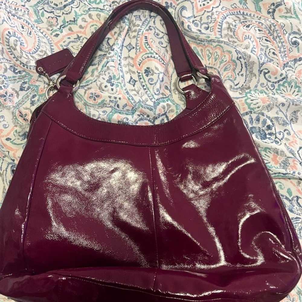 Coach bag burgundy Maggie Madison patent leather … - image 3