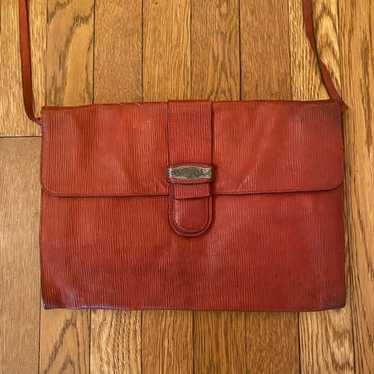 Rare Vintage 1970s Brown Leather Furla Messenger … - image 1