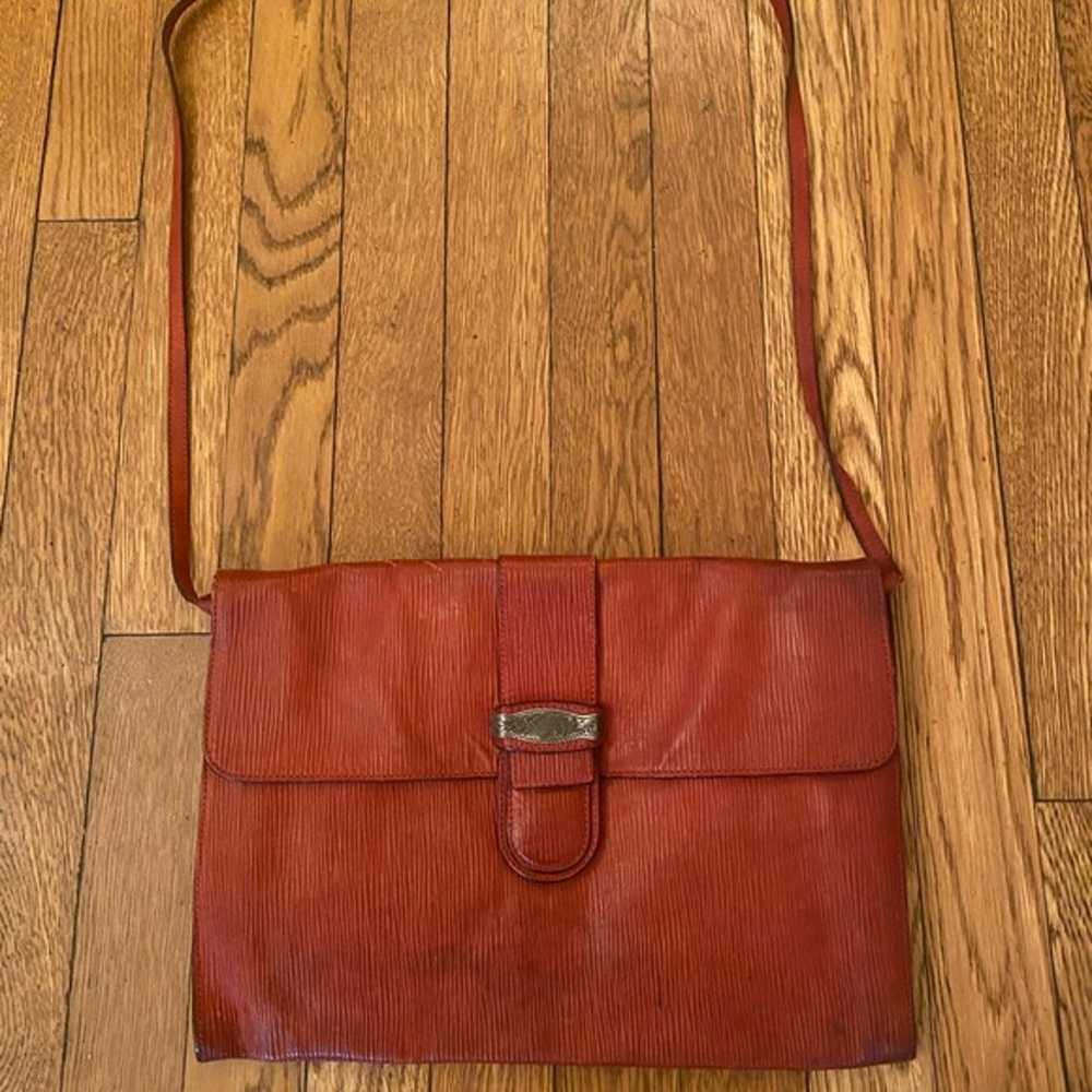 Rare Vintage 1970s Brown Leather Furla Messenger … - image 2