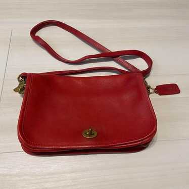 COACH red leather shoulder bag - image 1