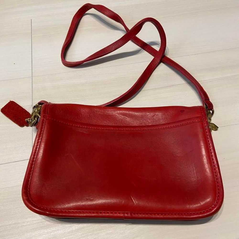 COACH red leather shoulder bag - image 3