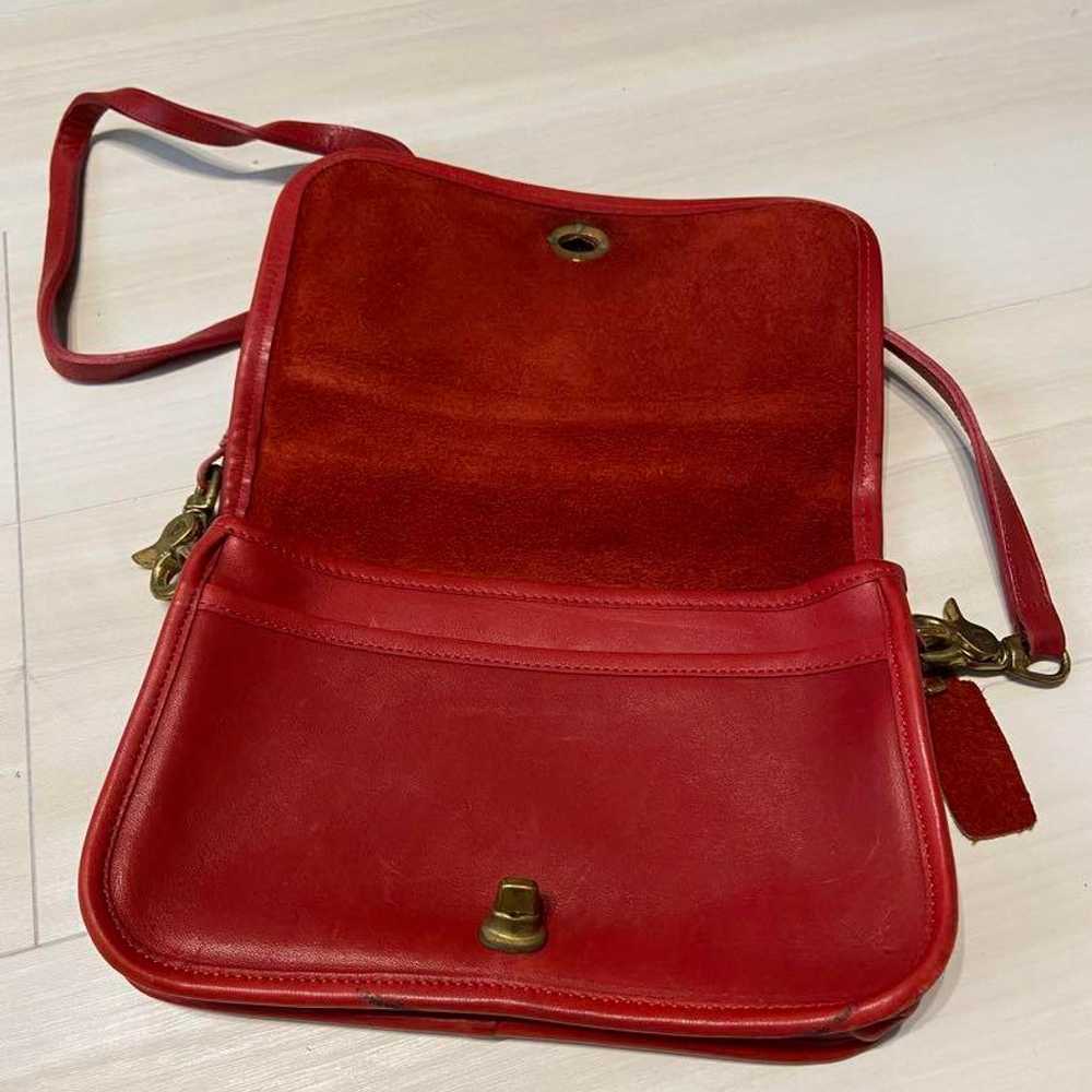 COACH red leather shoulder bag - image 5