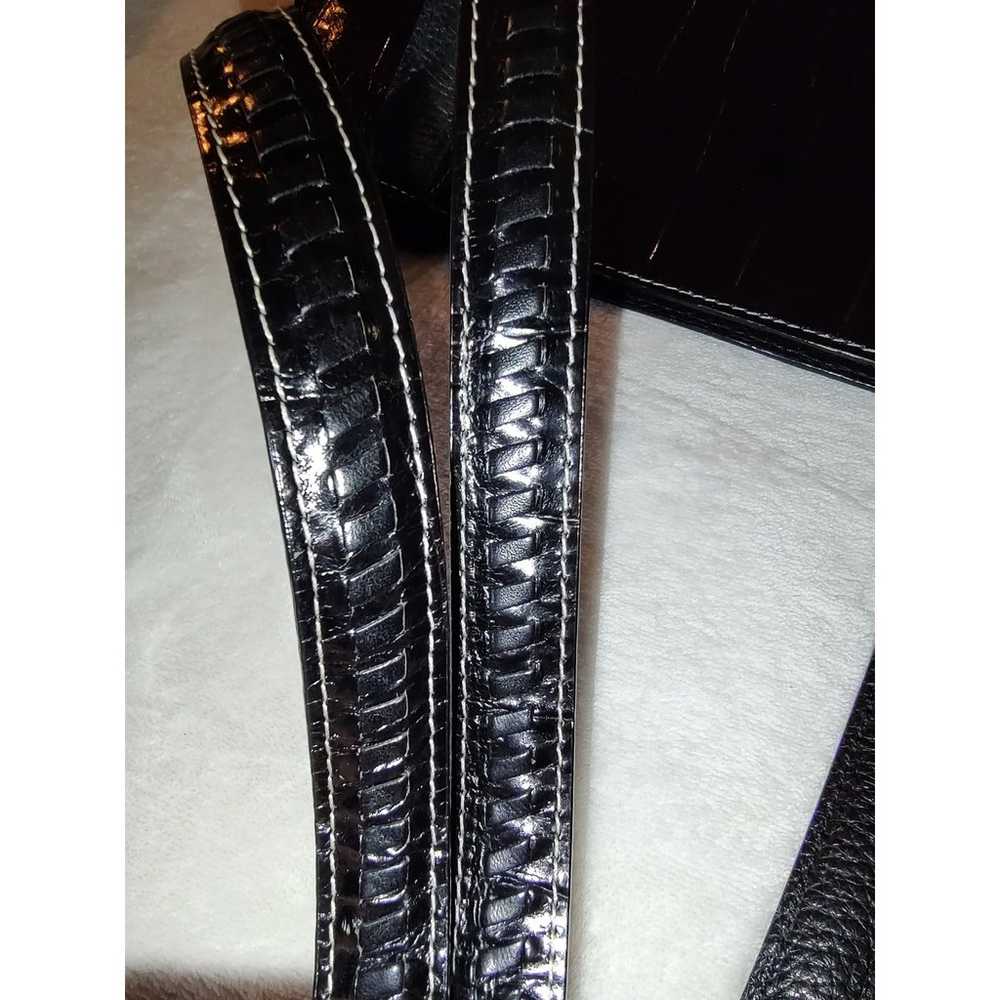 Brighton - Siena Black Croc Embossed Leather Satc… - image 10