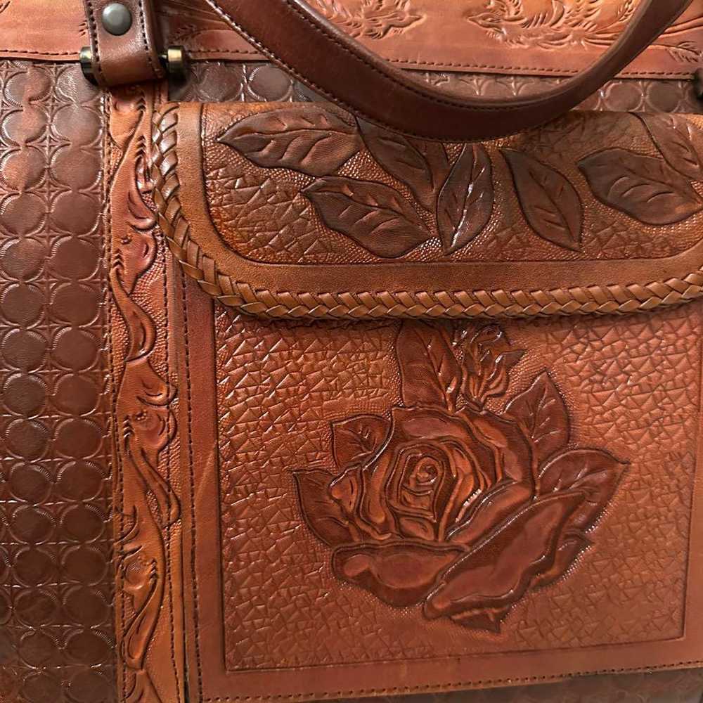 Vintage leather bag Birds & Flower Genuine leather - image 11