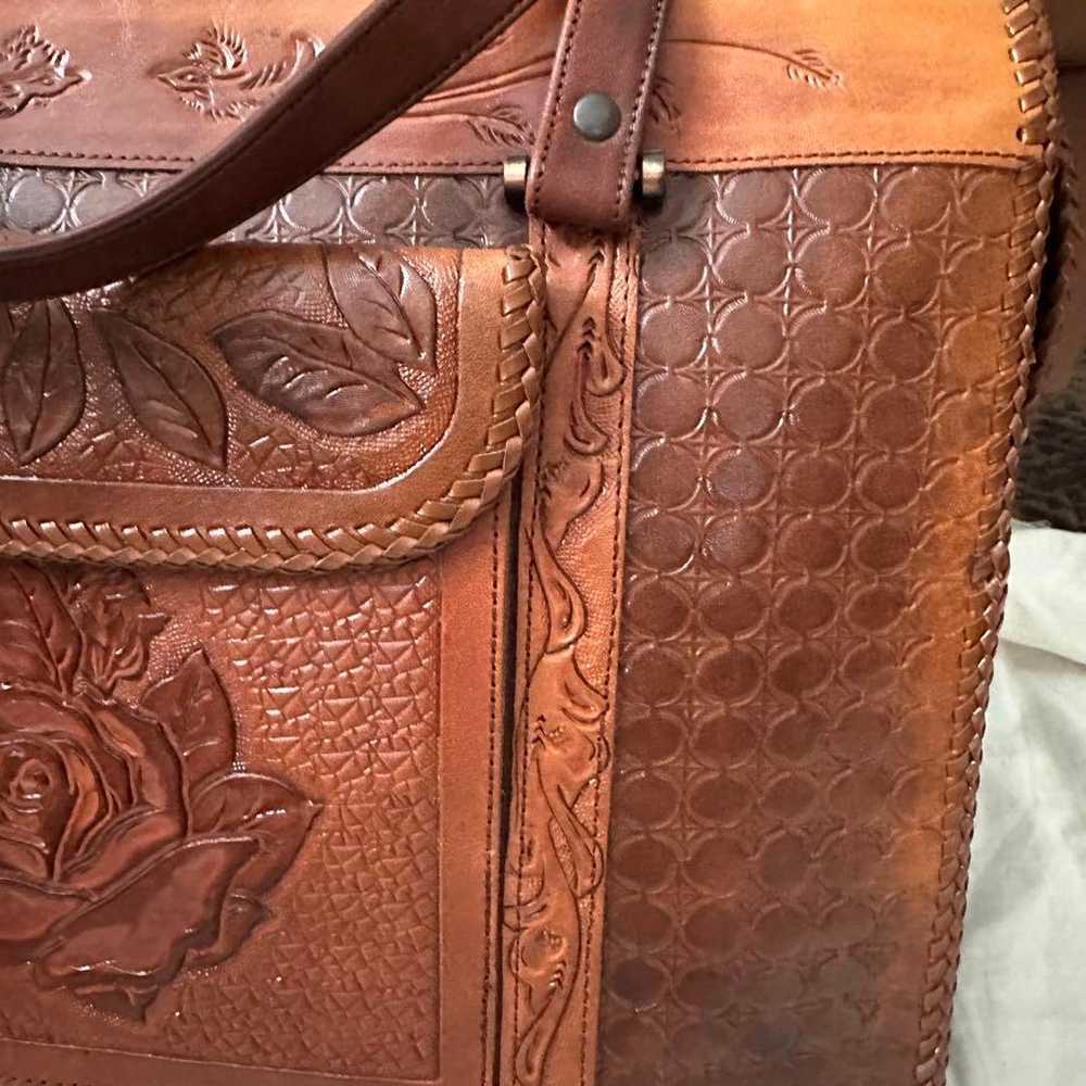 Vintage leather bag Birds & Flower Genuine leather - image 12