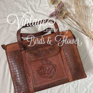 Vintage leather bag Birds & Flower Genuine leather - image 1