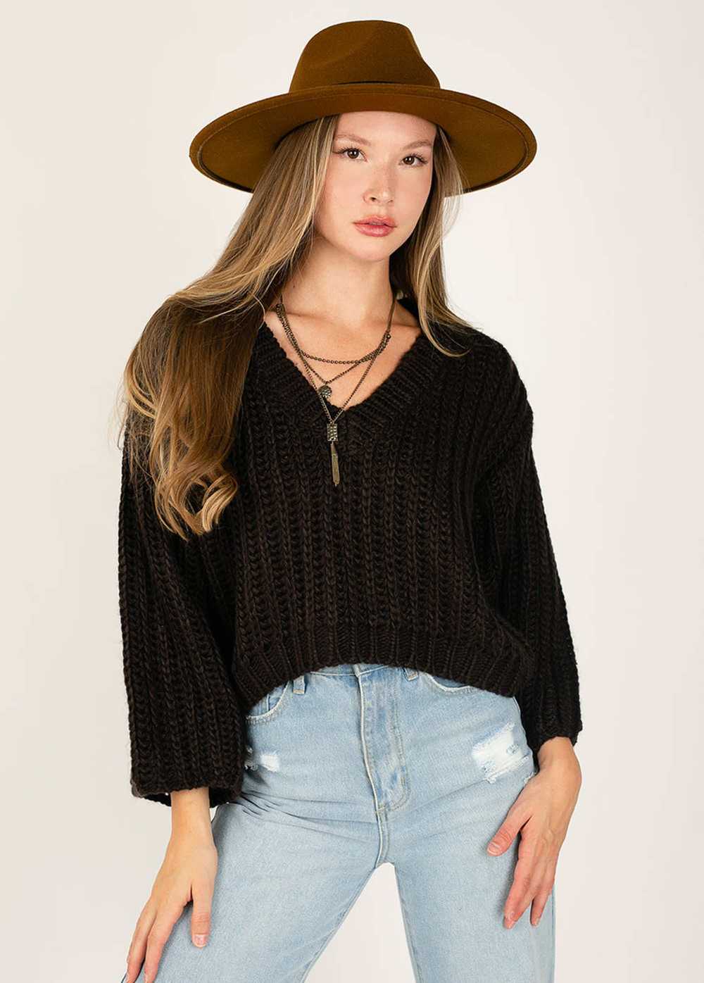 Joyfolie Emi Sweater in Washed Black - image 1