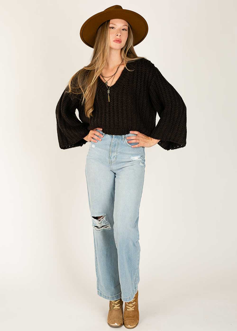 Joyfolie Emi Sweater in Washed Black - image 3