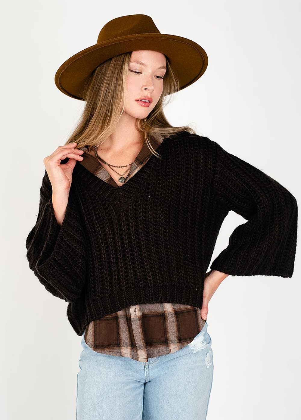 Joyfolie Emi Sweater in Washed Black - image 5