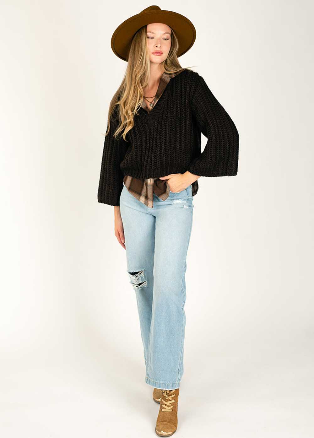 Joyfolie Emi Sweater in Washed Black - image 6