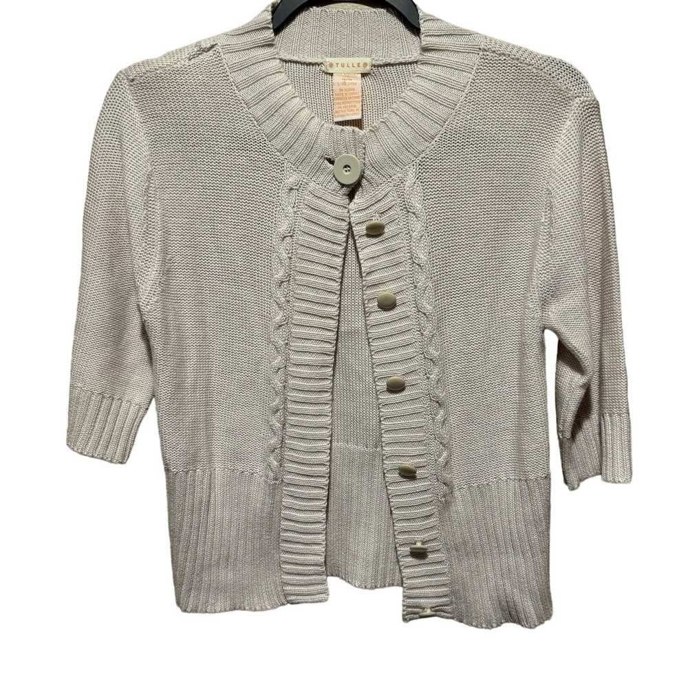 Anthropologie Tulle Button Up Cardigan Sweater - image 1