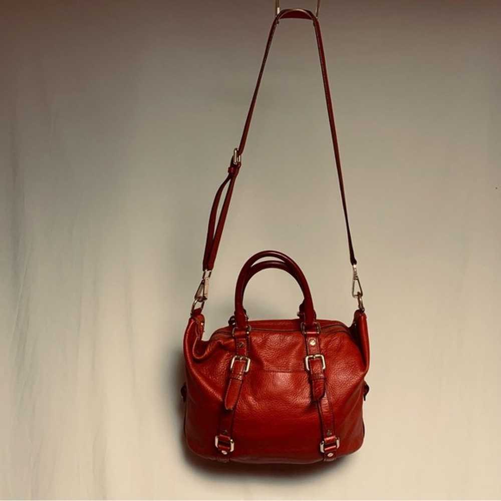 MICHAEL KORS Red Bedford Pebble Leather Satchel S… - image 11