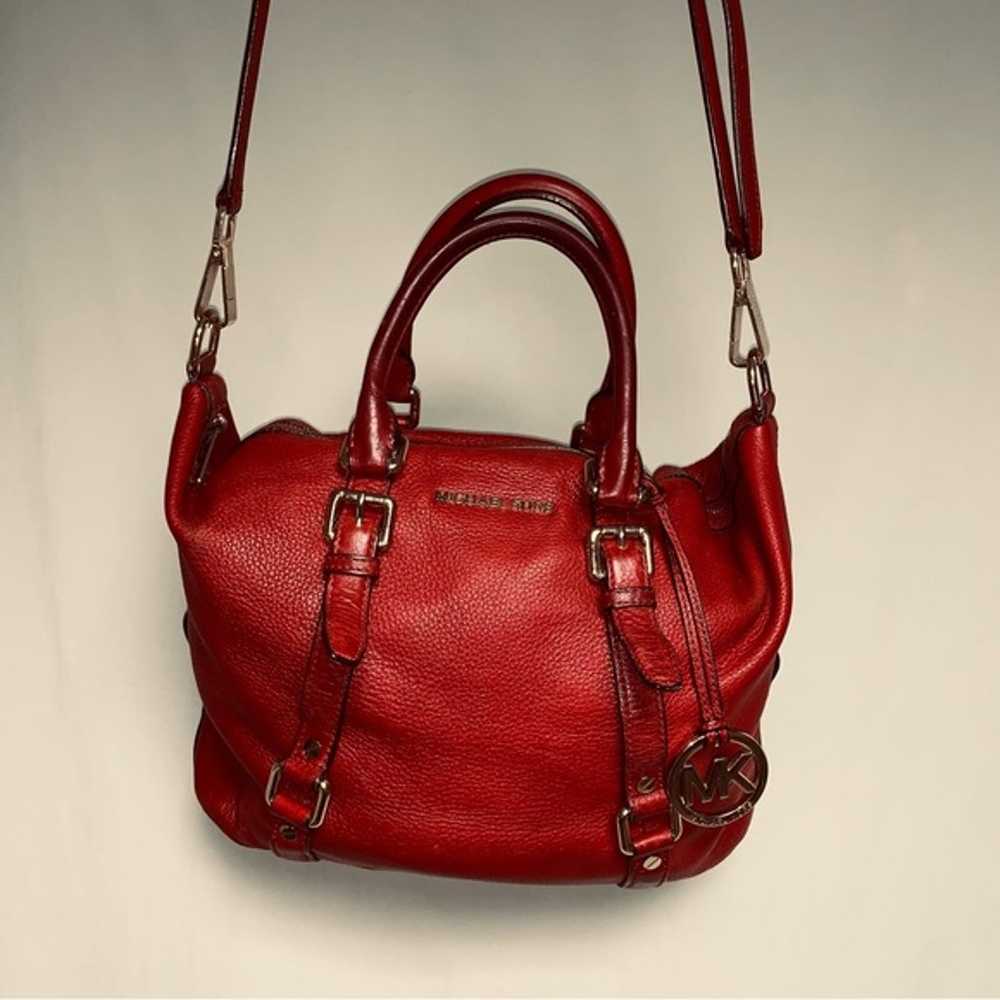 MICHAEL KORS Red Bedford Pebble Leather Satchel S… - image 12