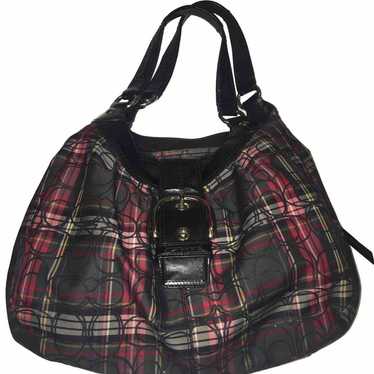 Coach Soho Lynn Black Tartan Plaid Shoulder Handb… - image 1