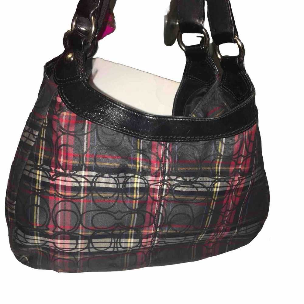 Coach Soho Lynn Black Tartan Plaid Shoulder Handb… - image 2