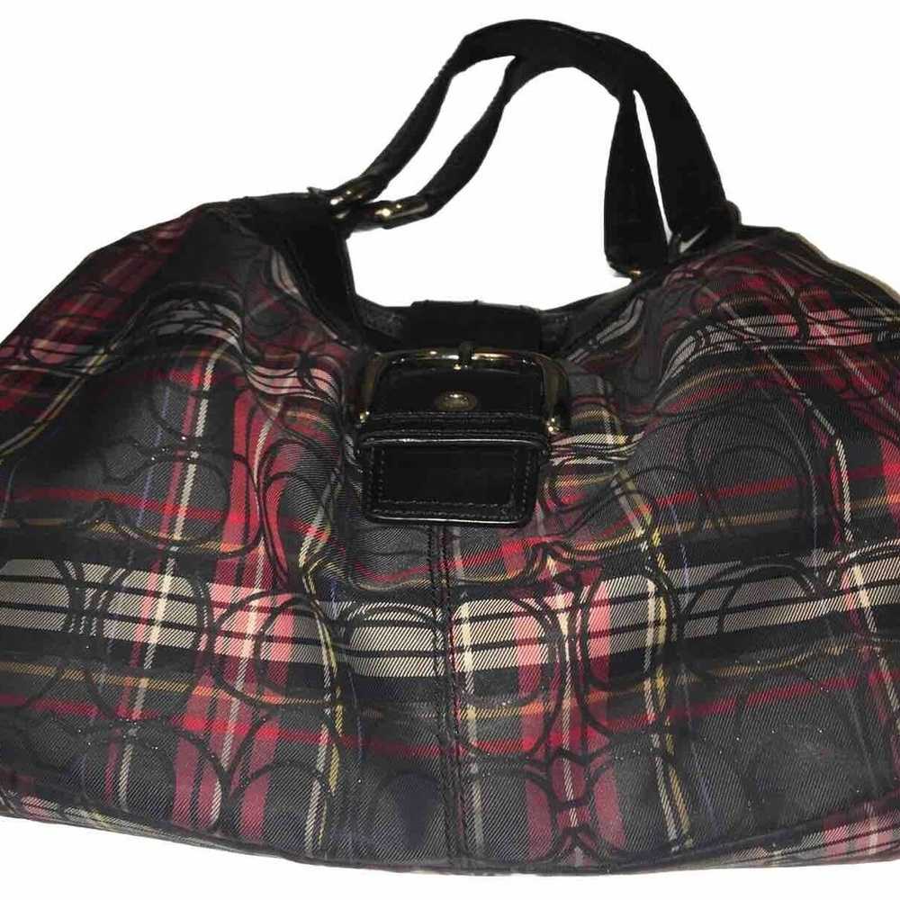 Coach Soho Lynn Black Tartan Plaid Shoulder Handb… - image 5