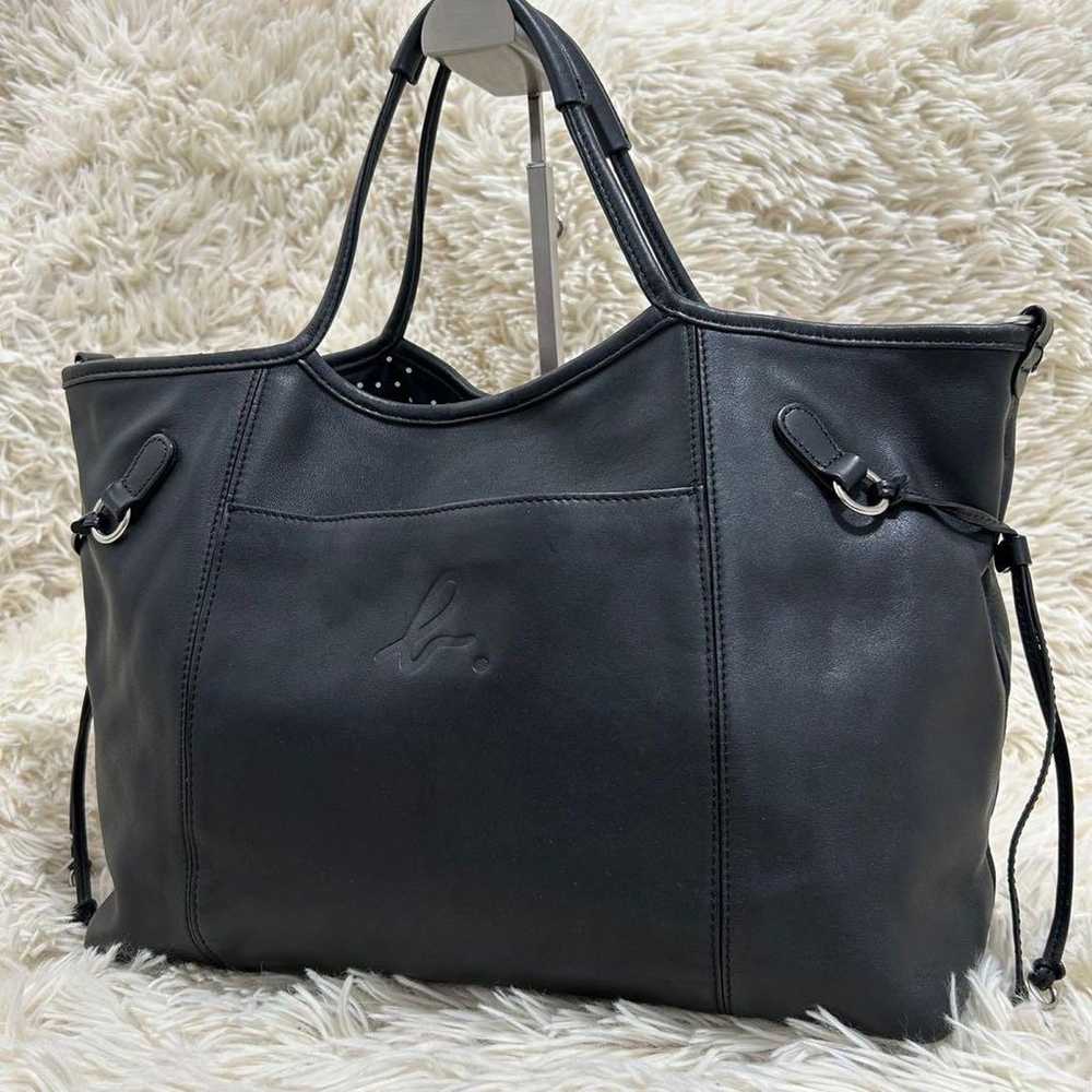 Excellent Condition Agnes B Tote Bag Leather Blac… - image 1