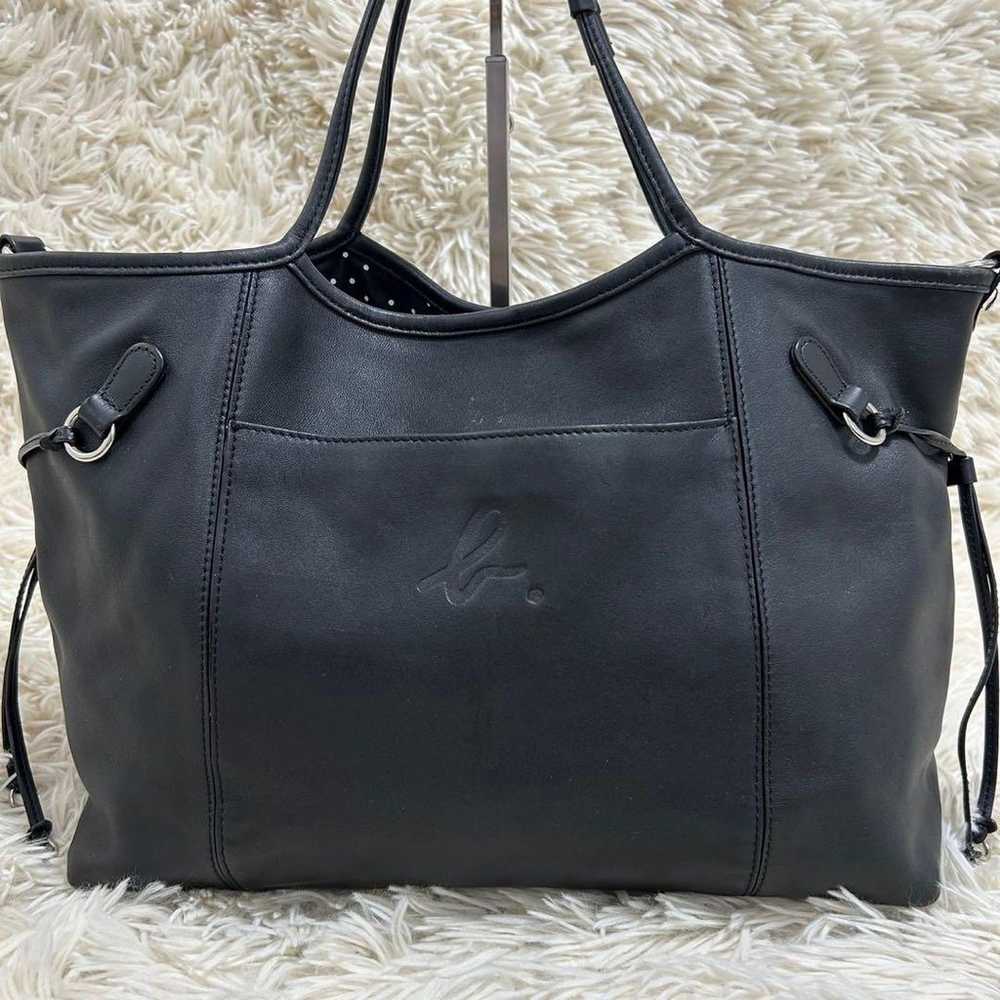 Excellent Condition Agnes B Tote Bag Leather Blac… - image 2