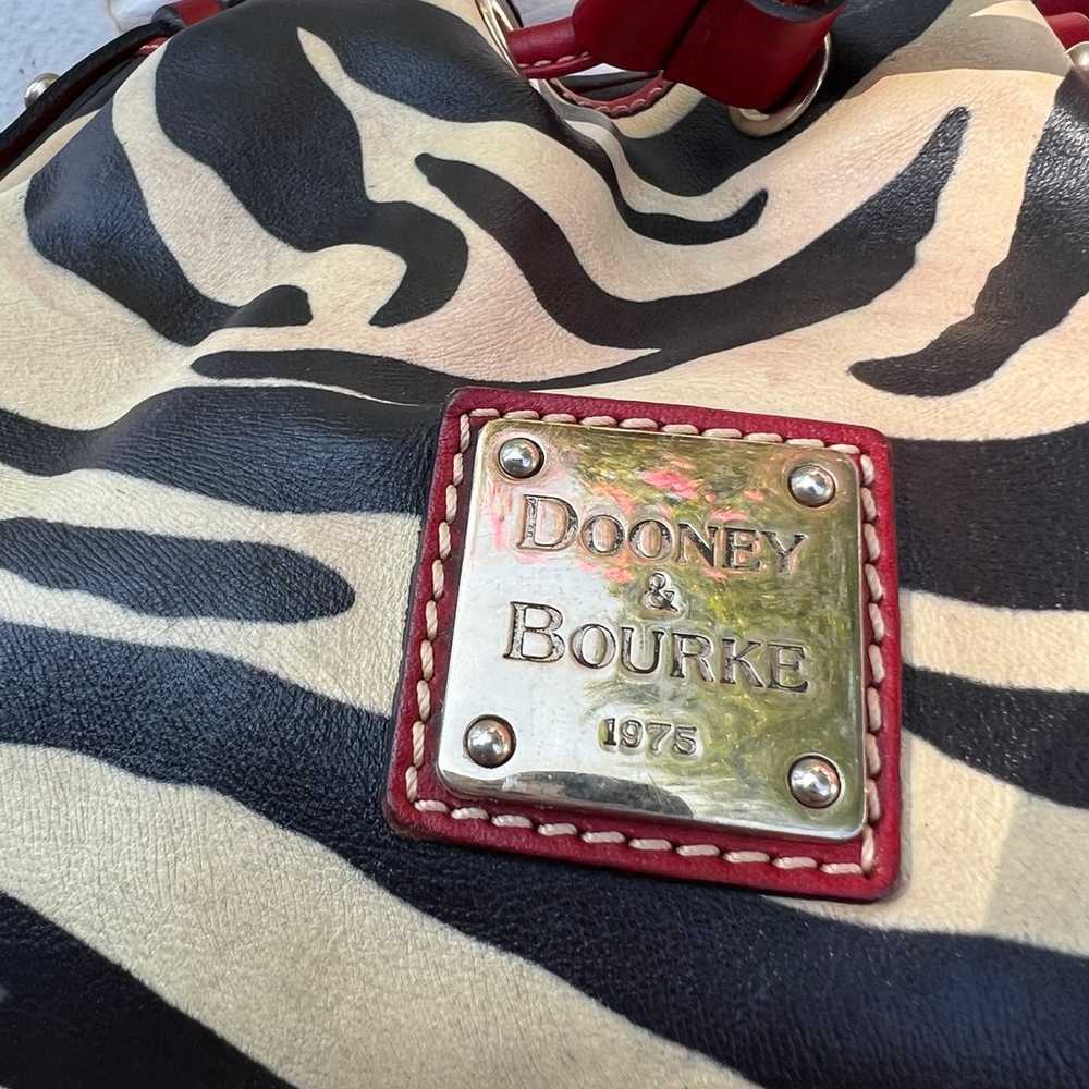 Dooney & Bourke Red Zebra Drawstring Leather Bag … - image 6