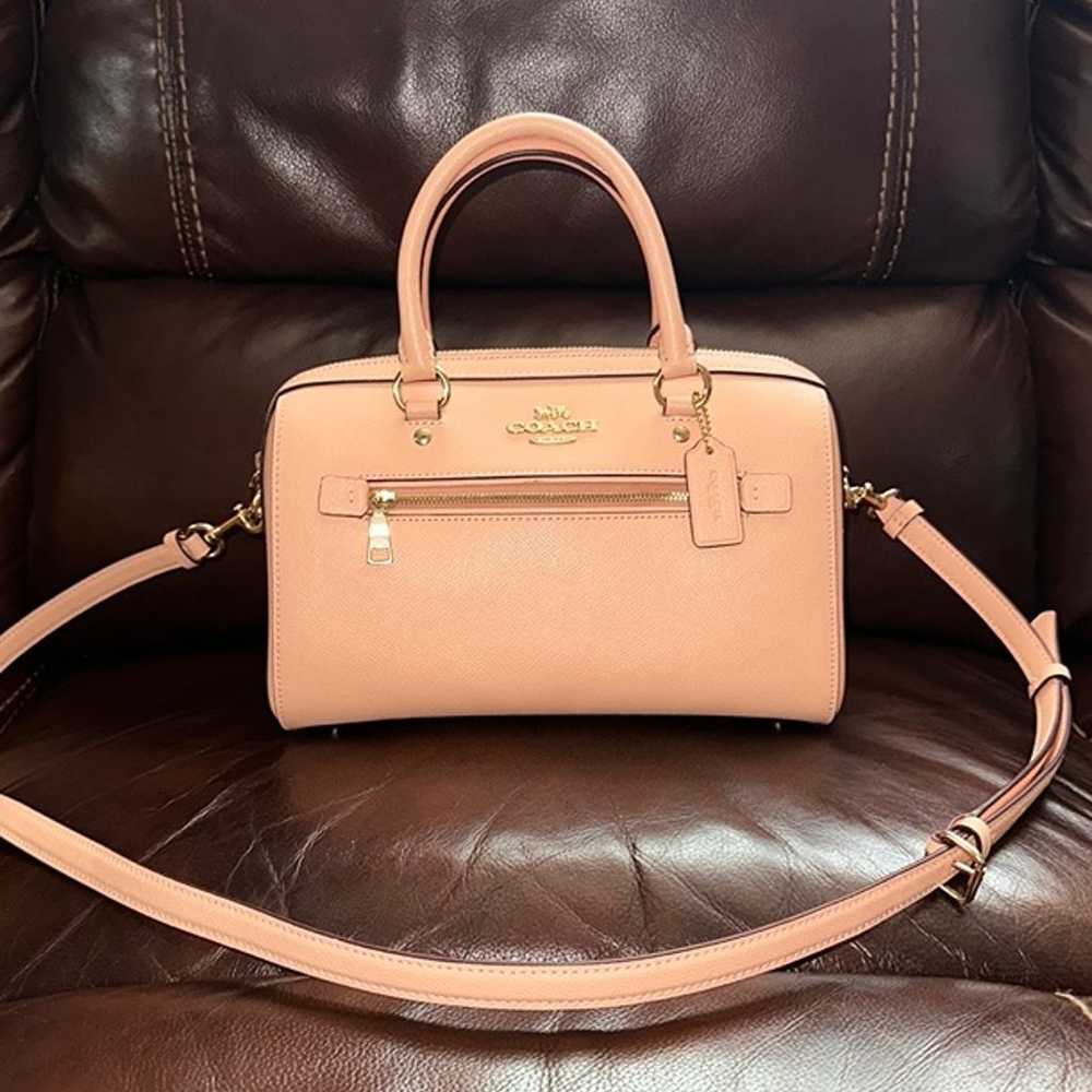 Coach Peach Pink Rowan Leather Satchel Shoulder B… - image 2