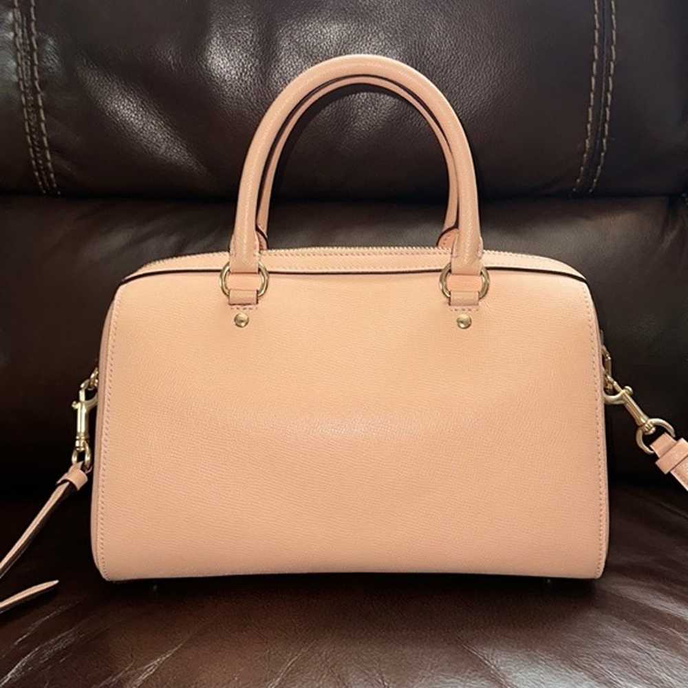 Coach Peach Pink Rowan Leather Satchel Shoulder B… - image 5