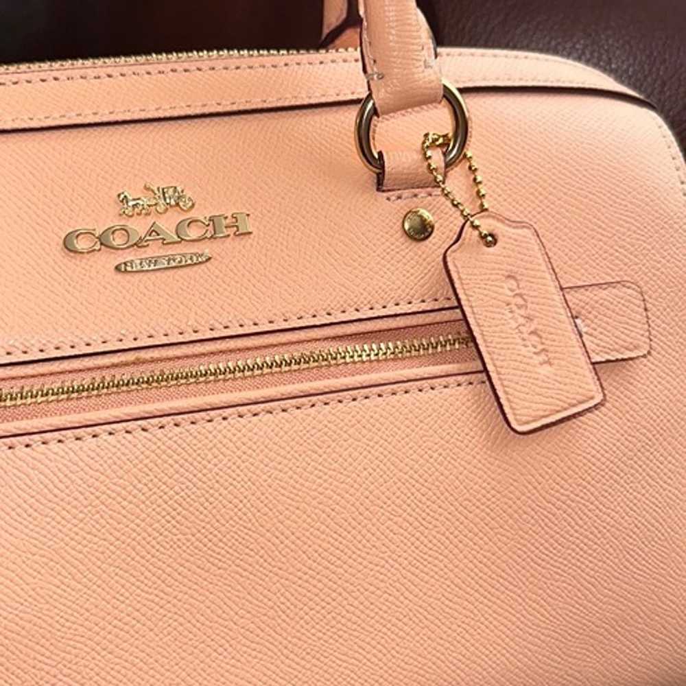 Coach Peach Pink Rowan Leather Satchel Shoulder B… - image 8