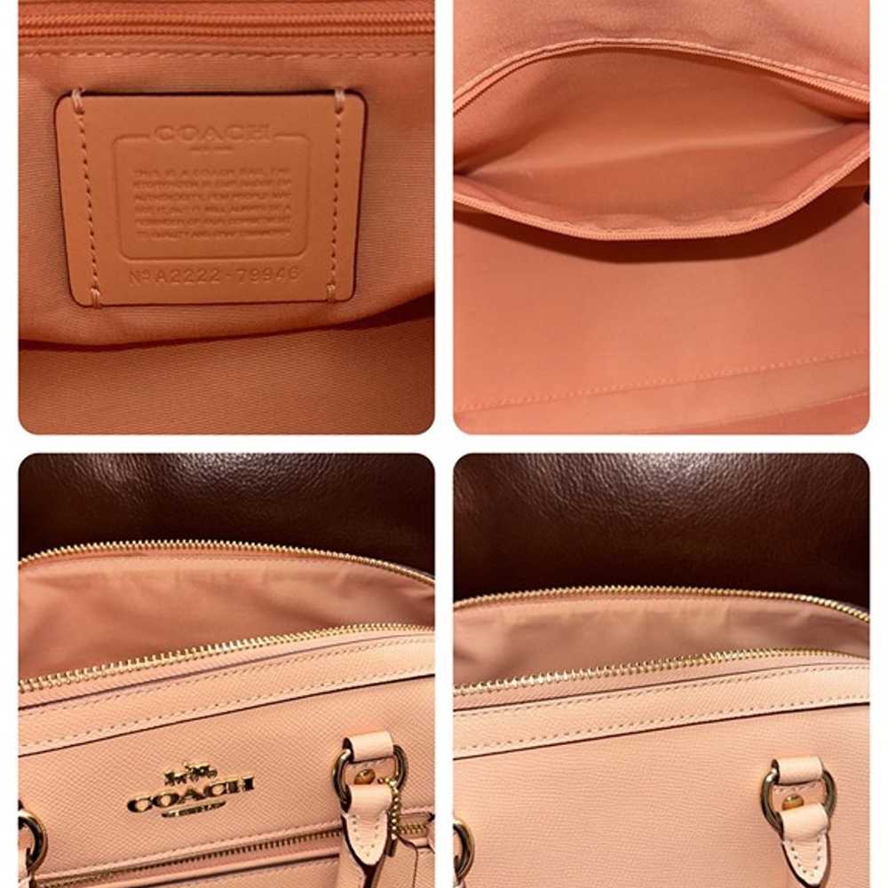 Coach Peach Pink Rowan Leather Satchel Shoulder B… - image 9