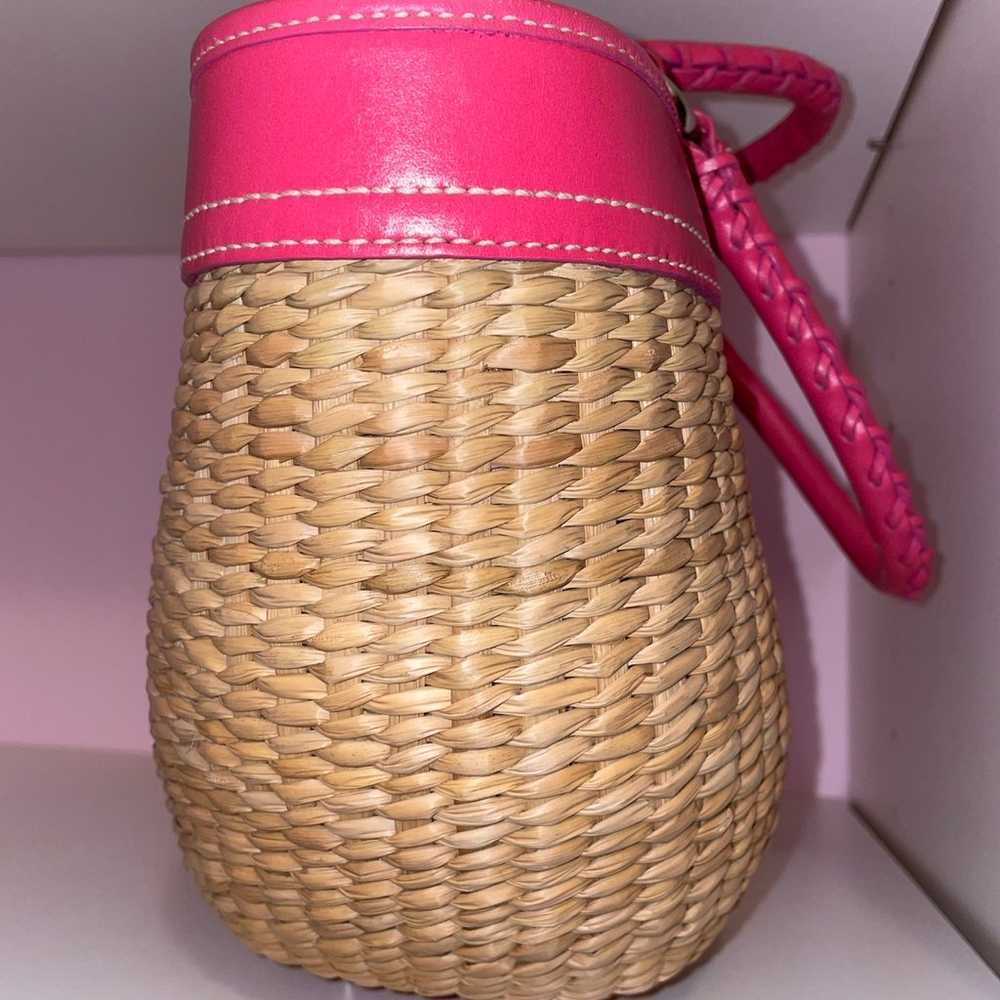 Coach Purse Butterfly Straw Weave & Hot Pink Leat… - image 11