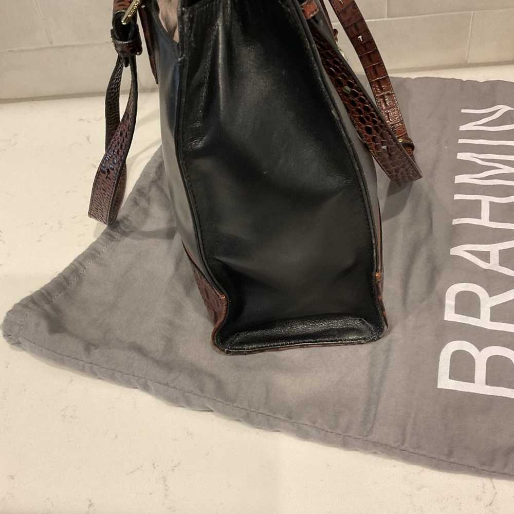 Brahmin Vintage Black Leather Tote Bag w/Croc Trim - image 10