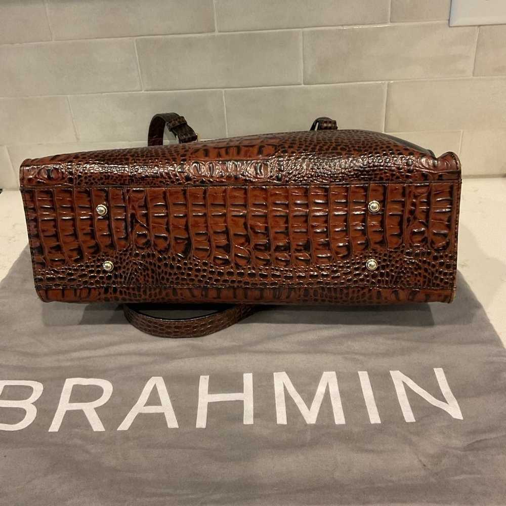 Brahmin Vintage Black Leather Tote Bag w/Croc Trim - image 4