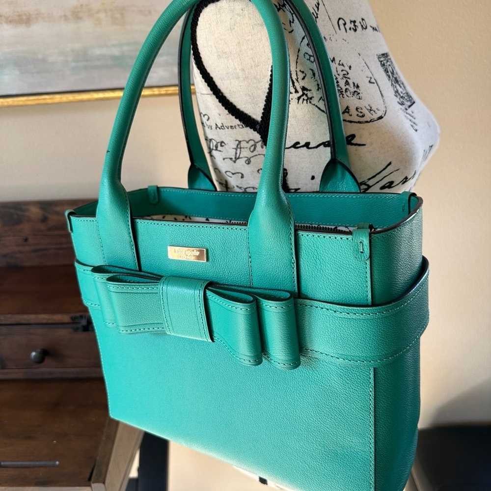 Kate Spade Turquoise Bow Handbag - image 11