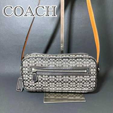 COACH Mini Shoulder Mini Signature Black Canvas Ex