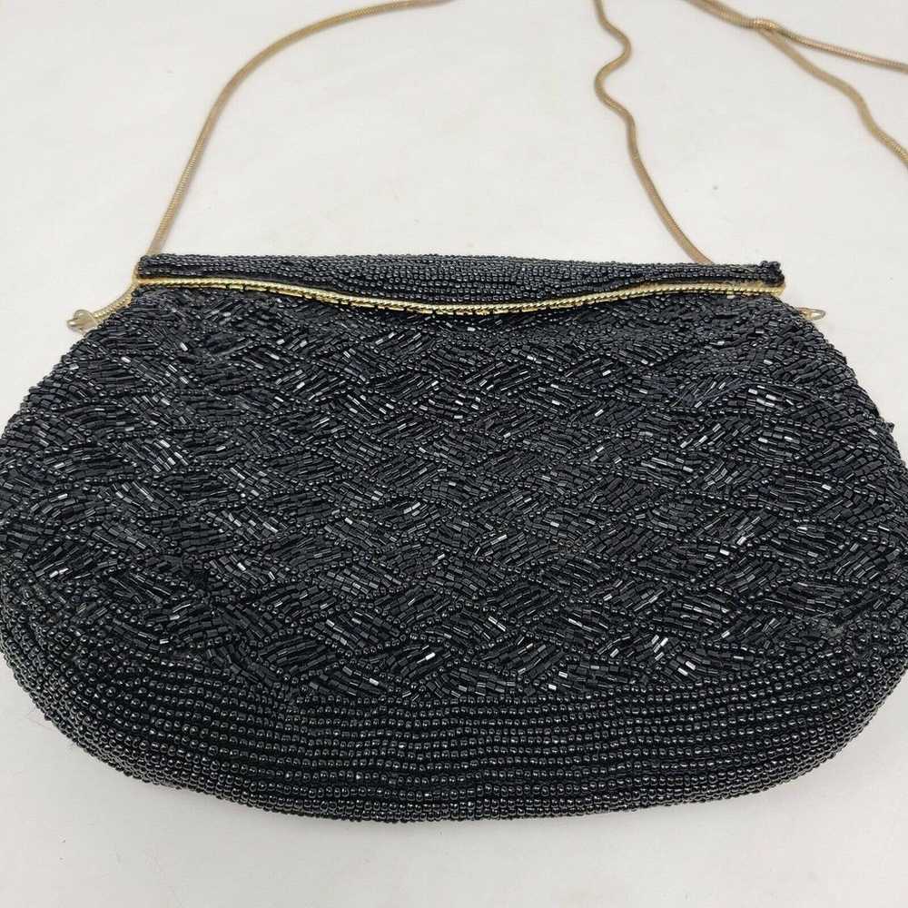 VINTAGE Carla Marchi Black Fully Beaded Clutch Ev… - image 2