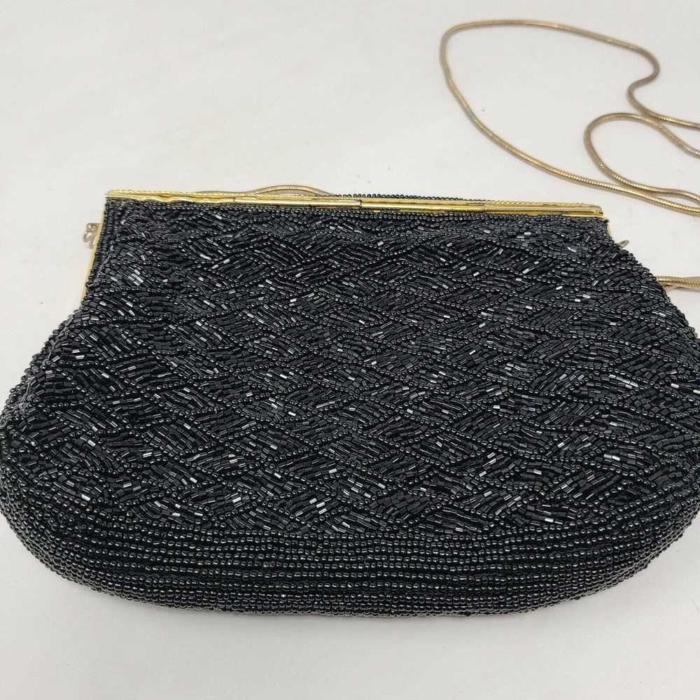 VINTAGE Carla Marchi Black Fully Beaded Clutch Ev… - image 3