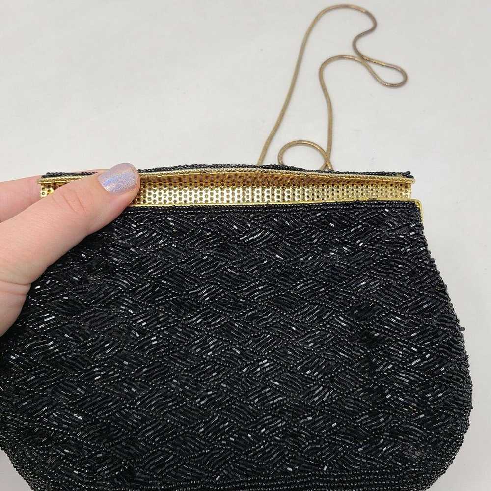 VINTAGE Carla Marchi Black Fully Beaded Clutch Ev… - image 4