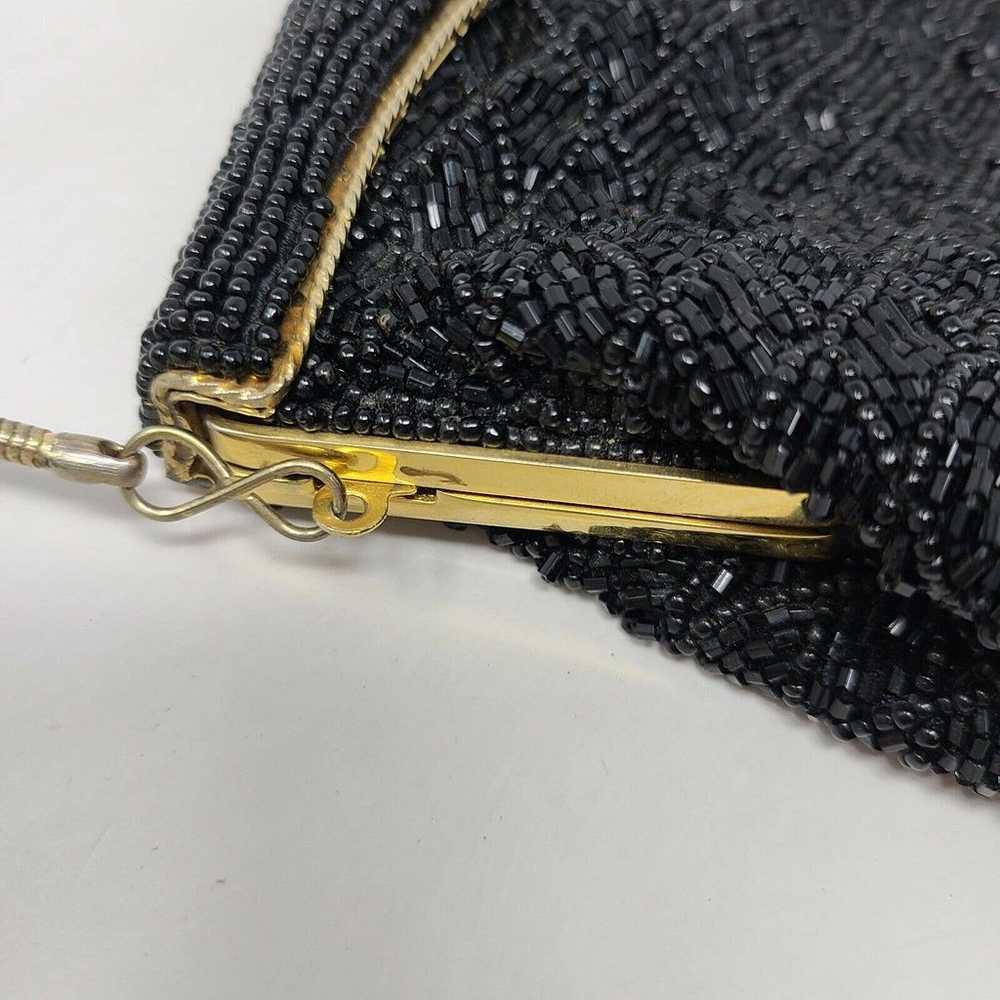 VINTAGE Carla Marchi Black Fully Beaded Clutch Ev… - image 6