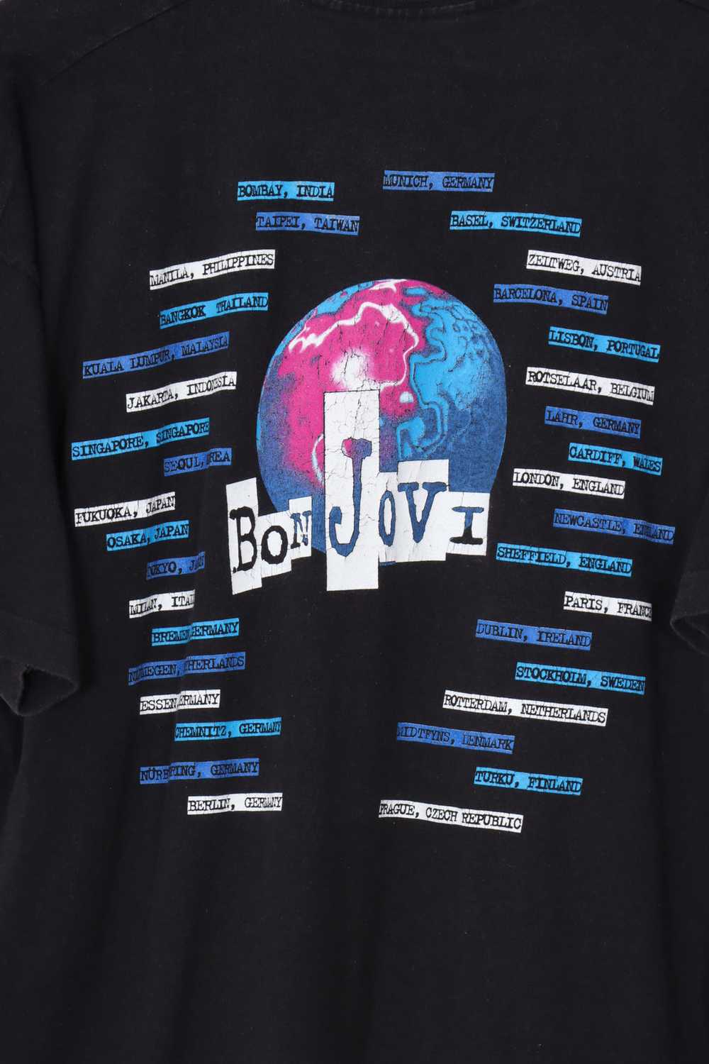 1995 Vintage BON JOVI Purple & Teal World Band Te… - image 4