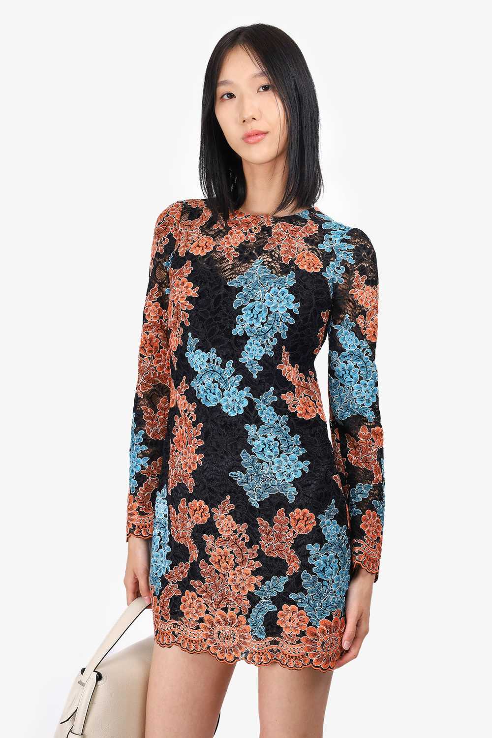 Dolce & Gabbana Black/Blue/Orange Lace Dress Size… - image 3