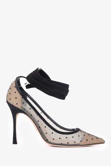 Christian Dior Black/Beige Mesh/Suede Polka Dot An