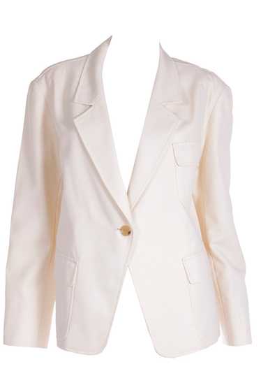 1990s Isaac Mizrahi Cream Wool Blazer