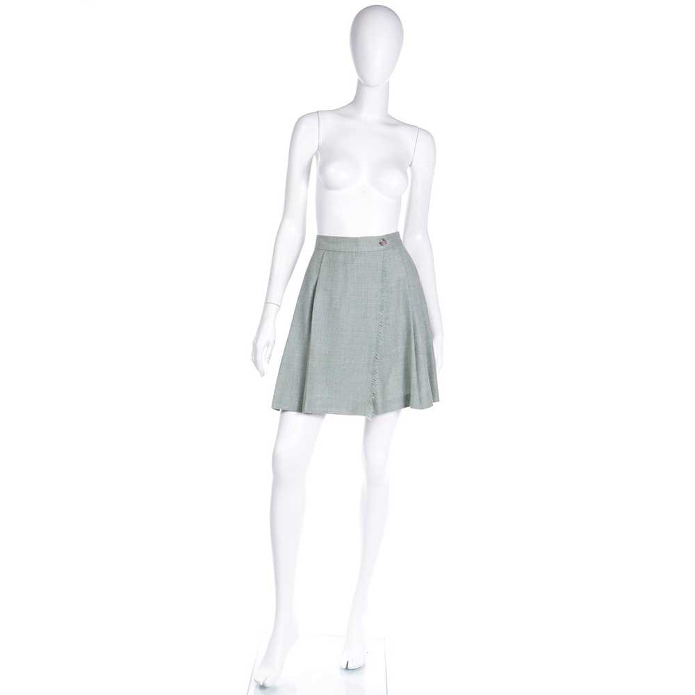 F/W 1991 Isaac Mizrahi Green Plaid Wrap Skort wit… - image 3